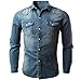 Produktbild SALEBLOUSE Herren Jeanshemd Denim Hemd Freizeithemd mit Kentkragen aus 100% Baumwolle Herren Jeanshemd Denim Langarm Shirt Herren Slim Fit Vintage Denim Hemd Freizeithemd