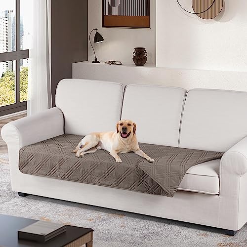 Image of TAOCOCO 100% Waterproof Reversible Couch Seat Cover for Dogs & Pets - Chaise, Sectional & U Shape Sofa Furniture Protector - Taupe