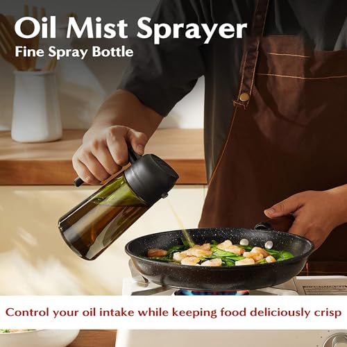 Image of Oil Dispenser 500 ml with Spray Glass Oil Sprayer and Dispenser Bottle 2 in 1 Spray Bottle for Kitchen and Air Fryer Cooking Oil Sprayer Bottle Refillable Oil Spray Dispenser Bottle for Cooking