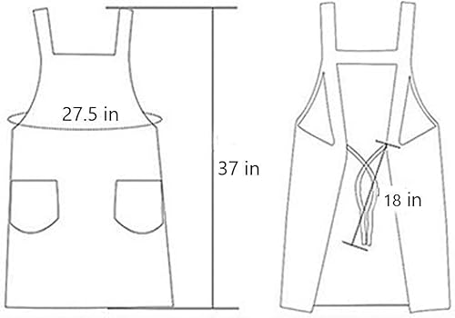 Miniatura 6 de NEWGEM Delantal de cocina de algodón para mujer con pechera de bolsillo para chef de restaurante