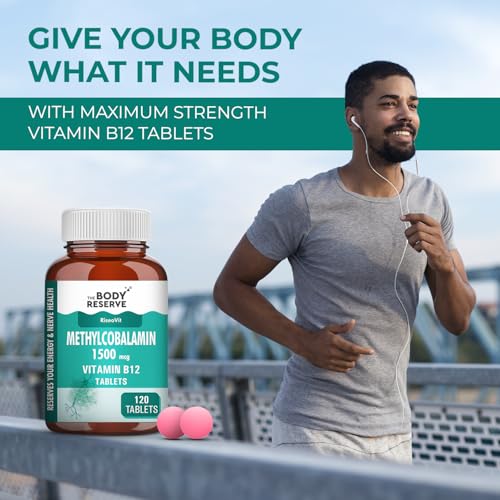 Image of THE BODY RESERVE Vitamin B12 Tablets 1500 mcg as Methylcobalamin Vitamin B12 Supplements for Men & Women -120 Veg tablets (4 Months Supply Pack)