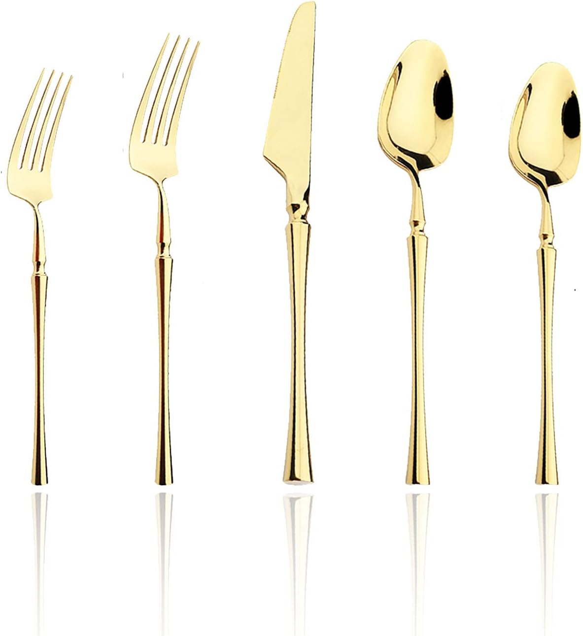 Silverware Set, Uniturcky 20-Piece 18/10 Stainless Steel Flatware Set,Kitchen Mirror Polished Gold Utensil Set Service for 4,Tableware Cutlery Set for Home and Restaurant, Dishwasher Safe