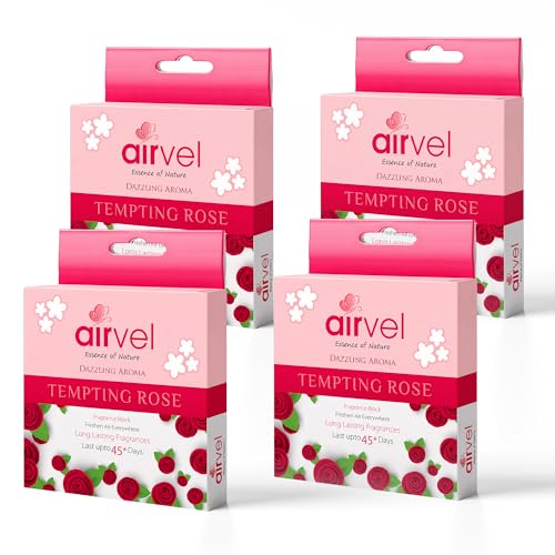 Image of Airvel Rose Fragrance Block| Non-Toxic, Safe | Long-Lasting Freshness | Up to 45 Days Pack of 4 (75g Each)