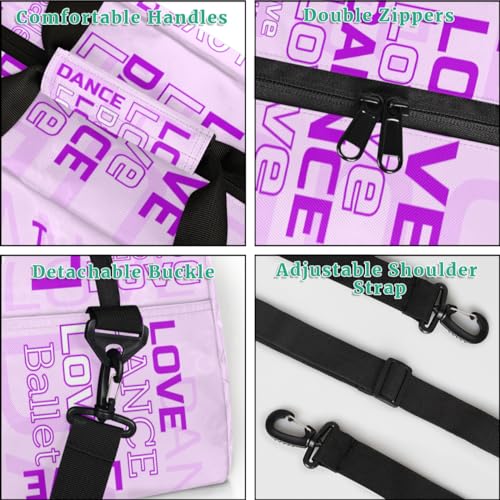 Purple-Dance-Bag Custom-Girls-Duffel-Bag Ballet-Bag for Dancer Small Gym Bags with Name Girls-Dancing-Bag with Name Overnight Bag Small Weekender Bag Travel Bag for Girls4