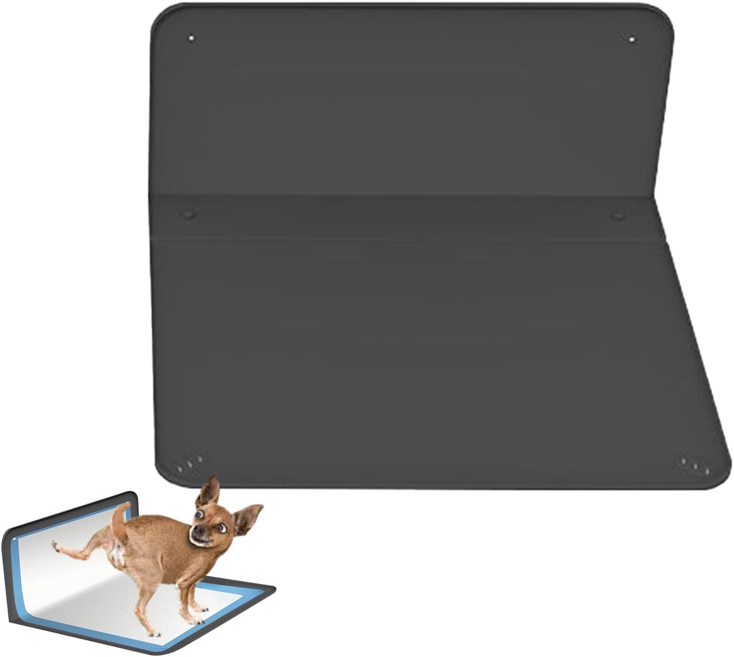 Dog Potty Tray - Spill Proof Pet Litter Box, 35.04x25.59x0.2 Inches L Shaped Indoor Potty Tray with Raised Edge Design, Puppy Training Toilet for Small Dog Cat Outdoor Car Traveling Road Trip Home Use