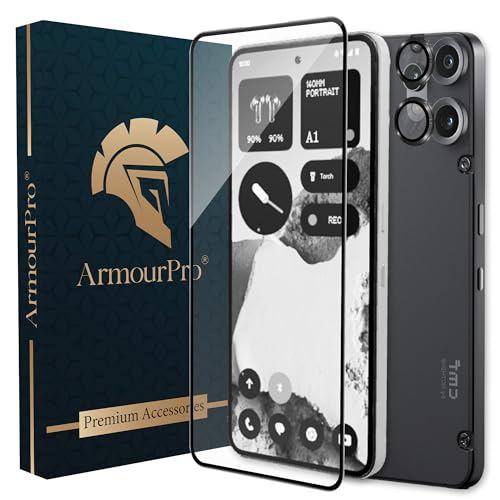 Image of ArmourPro Edge to Edge Tempered Glass for Nothing CMF Phone (2) Pro with Black Camera Ring Guard, 9H Screen Protector, Anti-Scratch, Anti-Fingerprint, Bubble-Free Installation Kit