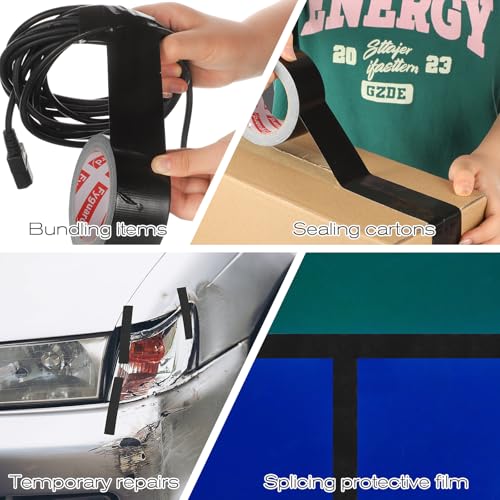 Fyguard 3 Rolle Panzertape, 48mm x 54m Panzerband Schwarz Wasserdichtes Reparaturband Gewebeband 210μ Gaffa Tape Handreißbar zum Innen & Außen Reparieren Befestigen Bündeln, 18m/Rolle