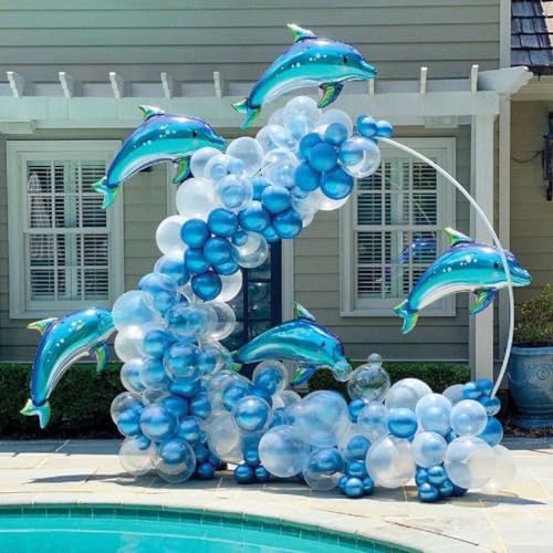 Image of AR GIFTZADDA Dolphin Birthday Decorations , Baby Shark / Fish / Dolphin Party Supplies for Boys Girls Kids 1st 2nd 3rd 4th 5th Party Decorations (Baby Shark 3rd Kit)