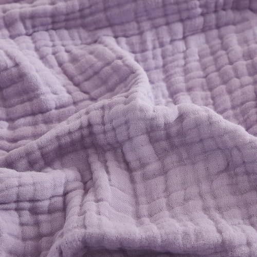 Image of EMME Muslin Blankets for Adults Throw Blanket for Couch Breathable Gauze Soft Lightweight Airy Lavender Throw XL 50 inch x 71 inch
