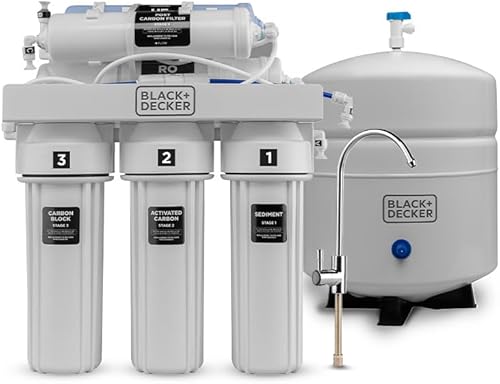 BLACK+DECKER RO 75 Filtro de agua debajo del fregadero, sistema de filtración alcalino de 6 etapas, sistema de filtro de agua RO de remineralización