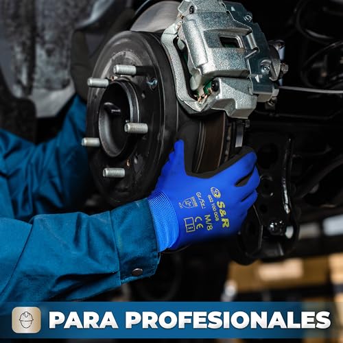 S&R 12 PARES Guantes de Trabajo Hombre Talla 8 Bricolaje Jardinería Construcción Pintura - Guantes con Nailon Ligeros y Resistentes - imagen 7