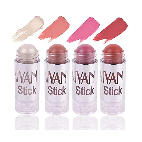 YOUNG VISION Cream Contour Sticks Collection,4 Colors for Face Blush, Bronzer and Highlighter Makeup, Blendable, Lightweight