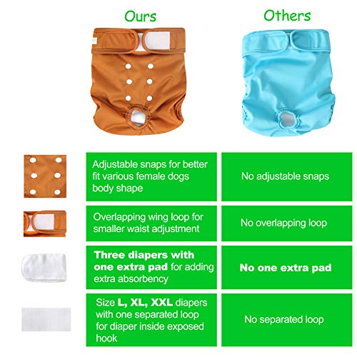 image for Wegreeco Washable Reusable Premium Dog Diapers, Extra Large, Natural C