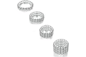 4Pcs Rhinestone Stretch Rings: A Touch of Sparkle for Every Finger