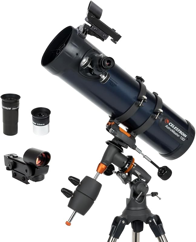Celestron AstroMaster 130EQ Telescope for Deep-Sky Beginners | Large 130mm Optics, Bright Moon & Deep-Sky Views, Perfect First Telescope, German Equatorial Mount with Easy Manual Controls