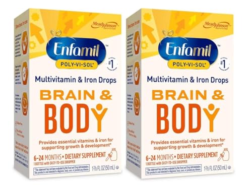 Enfamil Prenatals & Baby Vitamin Poly-Vi-Sol with Iron Multivitamin Supplement Drops for Infants and Toddlers, 50 mL dropper bottle, (Pack of 2) Enfamil Prenatals & Baby Vitamin Poly-Vi-Sol with Iron Multivitamin Supplement Drops for Infants and Toddlers, 50 mL dropper bottle, (Pack of 2)