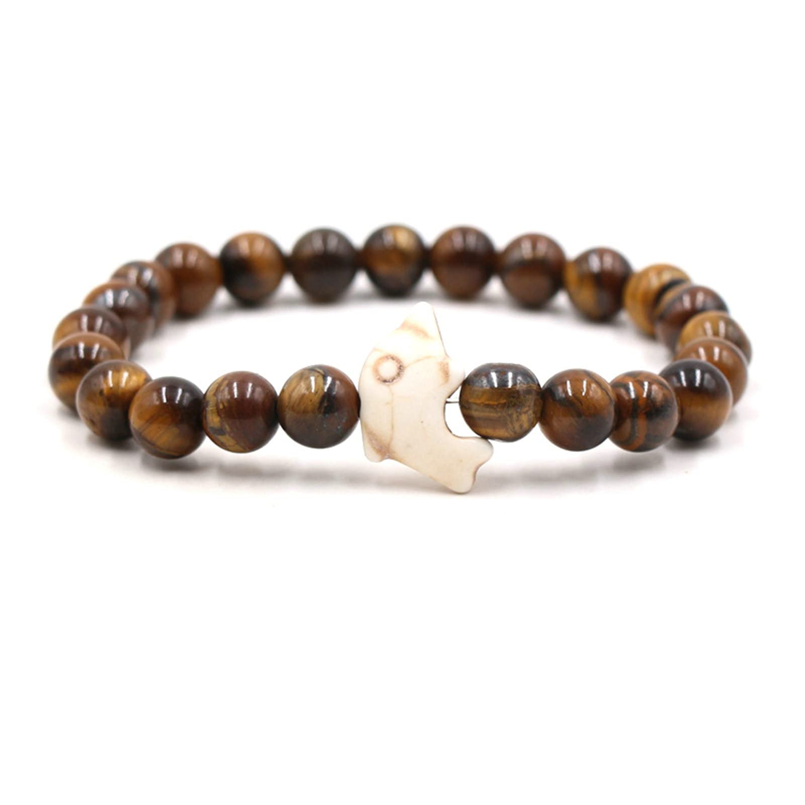 Herren -Natursteinarmbänder, 8 mm Zwei -Ton -Perlen -Armband Damen Dehnungsbänder Armbänder 19cm