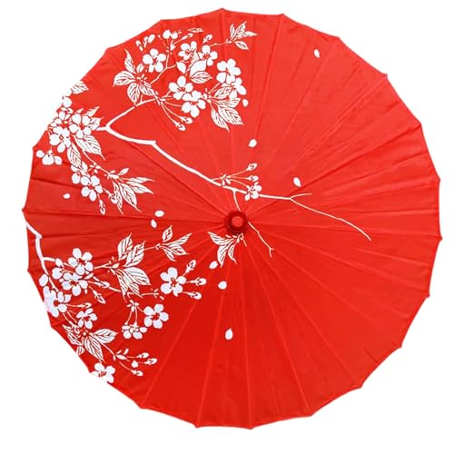 Odot Parapluie Papier Motif Floral Rouge, Parapluie Chinois Imperméable, Parasol Oriental Fait à la Main, Parasol Papier Huilé pour...
