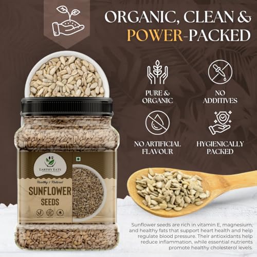 Image of Earthy Eats Premium Raw Sunflower Seeds for Eating 400gm | Premium Natural Seeds for Eating, Snacking, Salads, Baking & Cooking | Healthy Diet Food Snack Fresh Crunchy & Versatile Ingredient