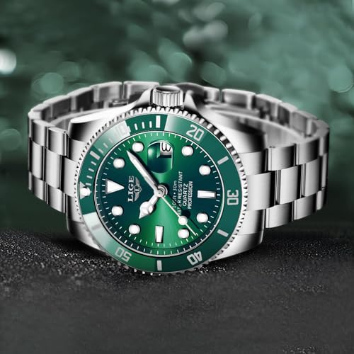 Image of LIGE Fashion Watches for Men Stainless Steel Business Dress Watch Waterproof Analog Quartz Watch with Luminous Date Display Manl Wrist Watch