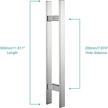 TOGU TG-6018 12 inches Solid Standoffs Heavy-Duty Commercial Grade-304 Stainless Steel Push Pull Door Handle/Barn Door Pull Handle/Glass Pulls, Full Brushed Stainless Steel Finish
