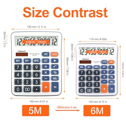 OSALO Taschenrechner Tischrechner büro 12-stelliger große Tasten LCD Anzeige