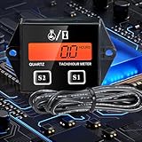 [OPCIONES DE PAQUETE Y FUNCIONES COMBINALES] Elija el modelo A ZSB 02 o el modelo B ZSB 02 BL; ambos son tacómetros compactos con contador de horas de funcionamiento y una gran pantalla táctil LCD que muestra la velocidad del motor en tiempo real de 0-30000 rpm y registra el tiempo de funcionamiento total de hasta 99999 horas, lo que Control del motor claro. y sin complicaciones.