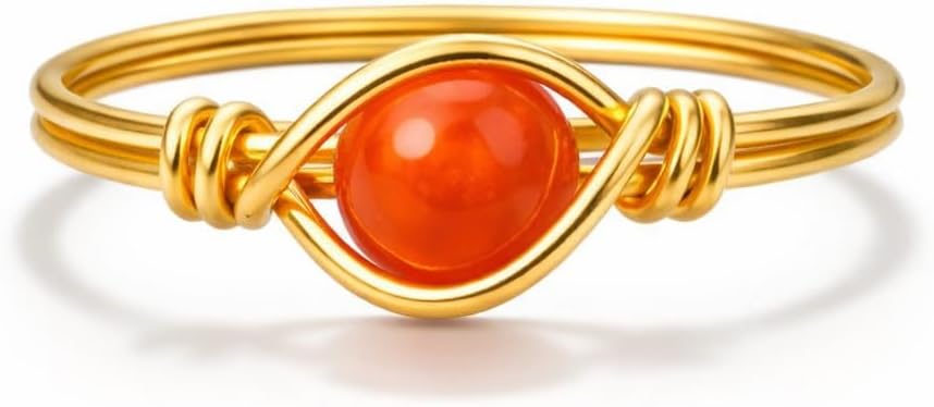 Dainty Carnelian Ring for Women – Minimalist Gemstone Ring, Boho Crystal Jewelry, Nature Inspired Healing Ring, Gift for Her, Orange Gemstone Jewelry