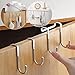 2pcs Over The Door Drawer Cabinet Hook , 304 Stainless Steel Double S-Shaped Hook Holder Hanger Metal Heavy Duty Free Punching Door Back Hanging Clothes Hook Organizer for Towel Cloth Bags Sundries