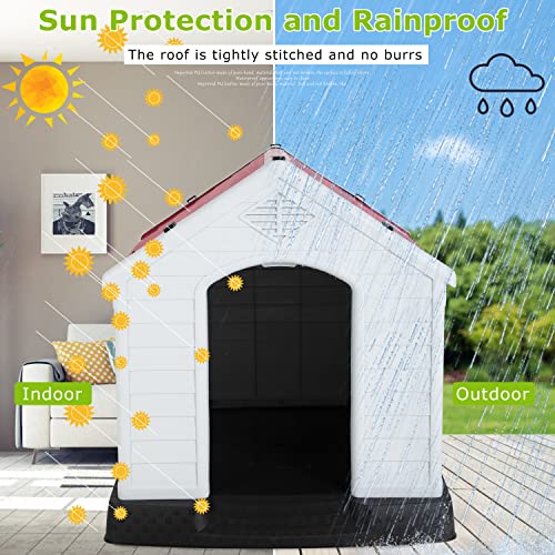 image for BestPet 28Inch Large Dog House Insulated Kennel Durable Plastic Dog Ho