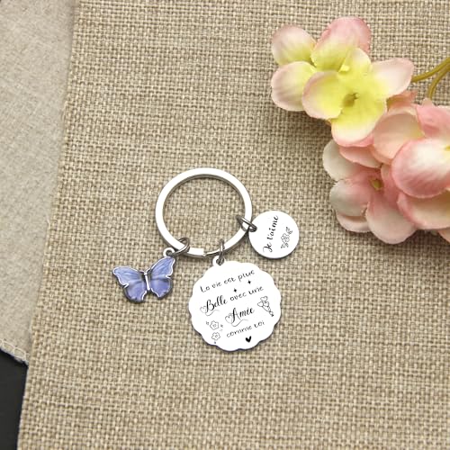 FGHJK Cadeau Meilleure Amie Porte Clef Meilleure Amie Cadeau Femme Anniversaire Noel Porte-clés Amitié Fin d'études Universitaires Porte cles Femme (3) – vue 4