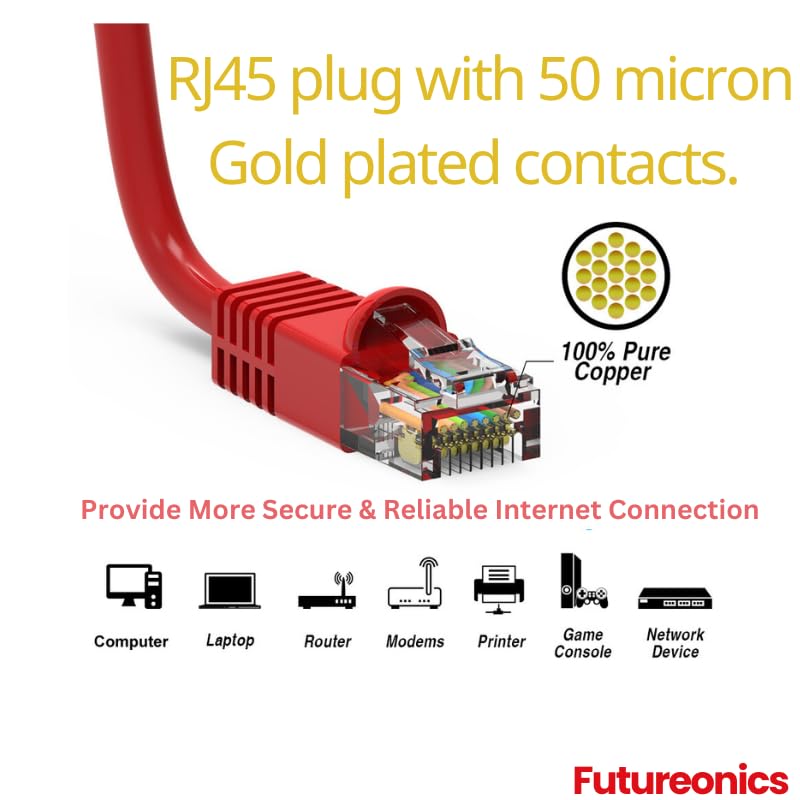 Pack 5 cables Ethernet Cat 6 30 pies rojo UTP miniatura 2