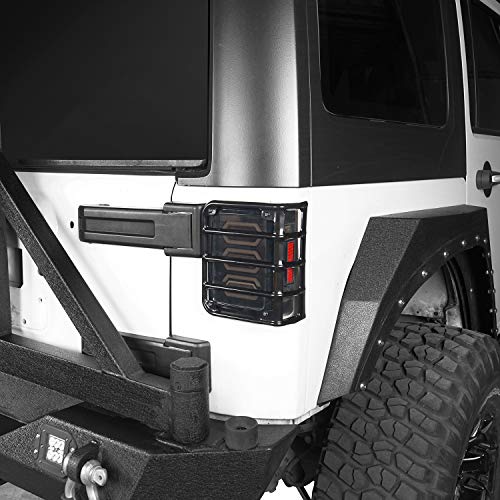 Hooke Road Wrangler Tail Light Covers Rear Taillight Euro Guard Black Light Cage Fit For 2007-2018 Jeep Wrangler Jk & Jku Unlimited - Pair #TOP2