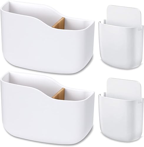 Soporte de pared para control remoto, 4 unidades, soporte para bolígrafo para pared, sin agujeros, autoadhesivo, caja organizadora de almacenamiento