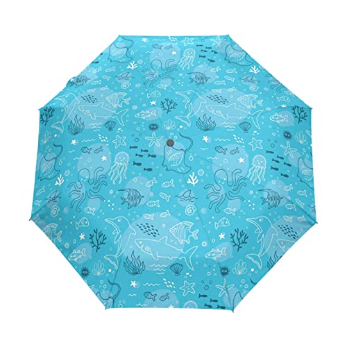 Parapluies pliables bleu animaux automatique homme fille femmes enfants