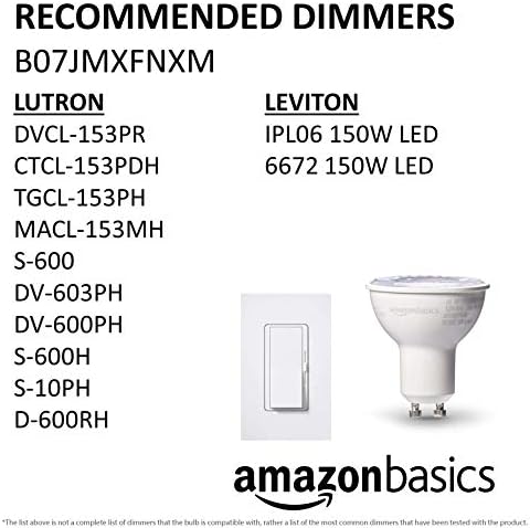Amazon Basics 50W Equivalent, Warm White, Dimmable, 10,000 Hour Lifetime, MR16 (GU10 Base) LED Light Bulb | 6-Pack - 5