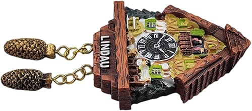 Miniatura 6 de Lindau Baviera Alemania - Reloj de cuco para nevera, imán 3D, recuerdo de viaje, decoración de nevera, calcomanía magnética, colección de