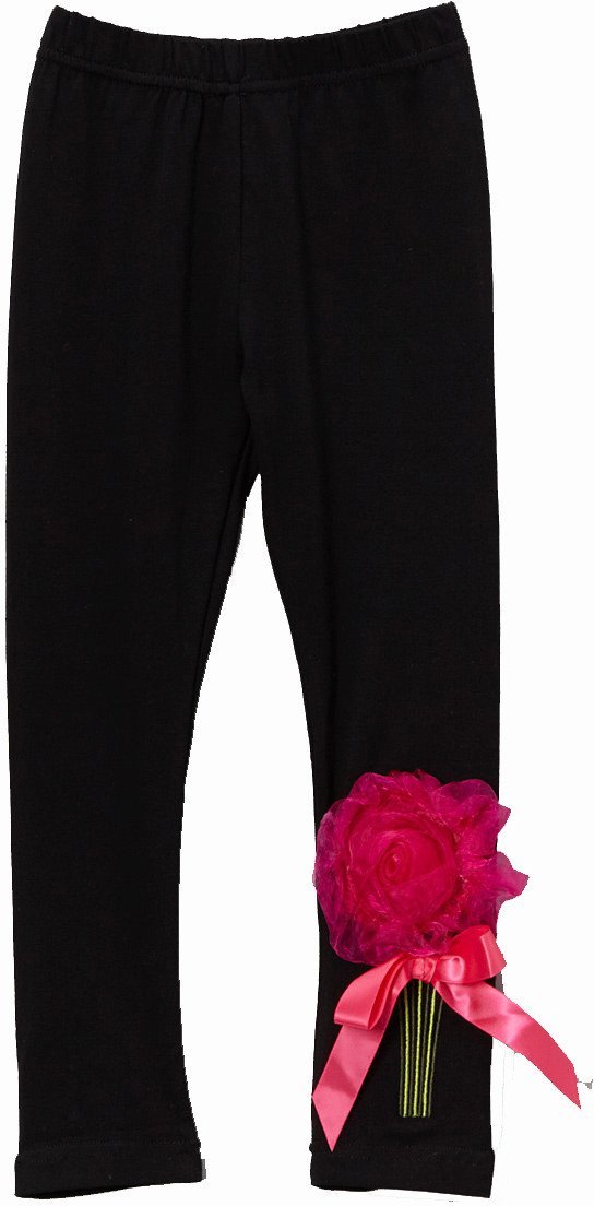 wenchoice Black Organdy Flower Leggings Girl's S(1T-2T)