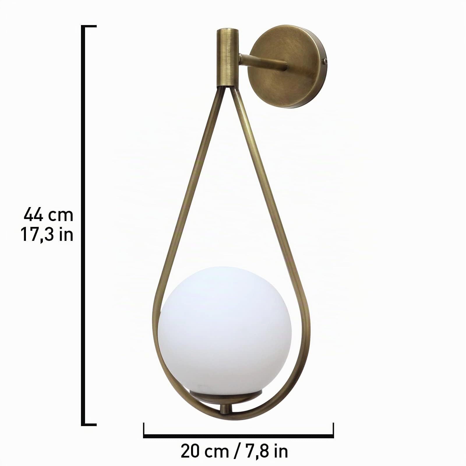 bamyum Ravenna Wandleuchte Innen Vintage Glas, Wandlampe Innen Vintage, Wandstrahler Innen, Wandlampe Schlafzimmer, Metall Wandleuchte, Deko Wohnzimmer Messing gebürstet Lampe Schlafzimmer Café
