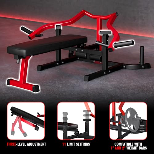 Chest Press Machine, 1250LBS Multi-Functional Adjustable Bench Press Machine with Independent Converging Arms, Flat Incline Bench for Chest, Shoulder, AB Workouts Home Gym Equipment