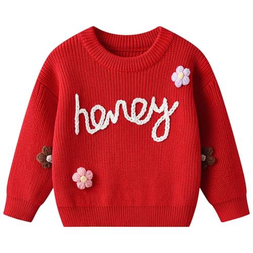 IWIHMIV Girls Sweaters Kids Crewneck Long Sleeve Knit Pullover Casual Comfortable Lightweight Fall Sweater
