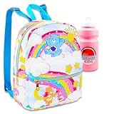 Care Bears Mini Backpack for Girls - 10” Faux Leather Care Bears Backpack with Front Pocket Plus Bottle | Care Bears Backpack Bundle