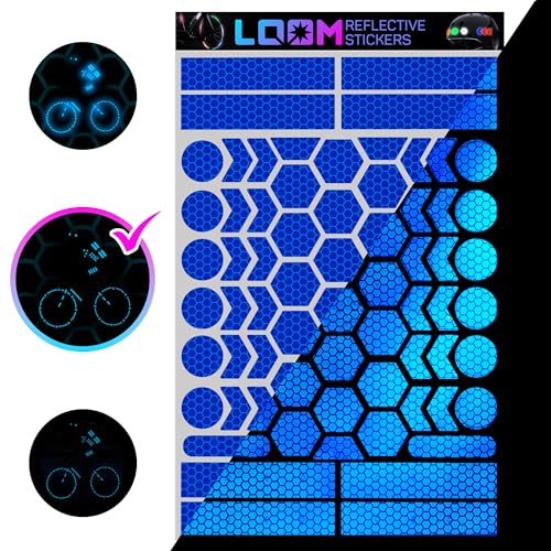 Image of LOOM Reflective Stickers | 67pc Prismatic Blu | Reflective Stickers for Helmet, Bike, Motorcycle, Hard Hat | Waterproof Reflectors for Car, Trailer | Bike Reflectors for Night Riding