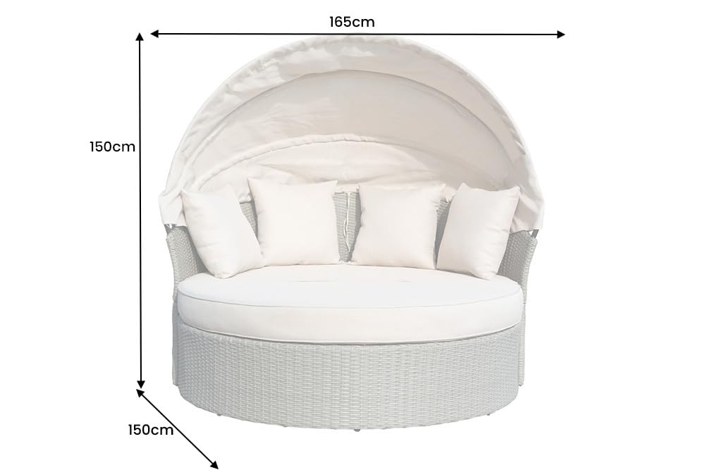 Riess Ambiente Outdoor Sonneninsel - Playa Living - 165cm - Natur - Polyrattan Aluminium - inklusive Kissen wetterfest