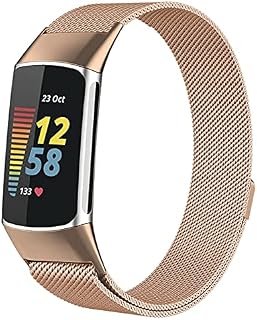 Wongeto Metal Replacement Strap Compatible with Fitbit Charge 5 Strap, Adjustable Stainless Steel Wirst Band for fitbit Charge 5 Women Men,