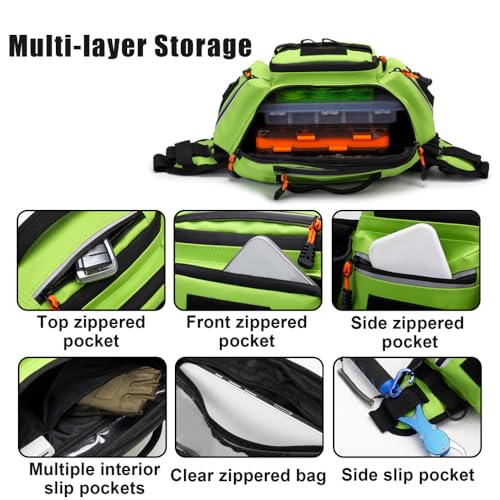 MiOYOOW Angel Hüfttasche, Wasserdichte Angeltasche Gürteltasche, Verschleißfeste Fliegenfischertasche Brusttasche für Angelausrüstung für Outdoor-Angler, Wandern und Laufen – Bild 4
