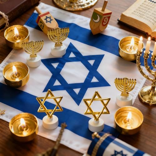 Velas LED doradas de Hanukkah sin llama ni manchas de cera 6
