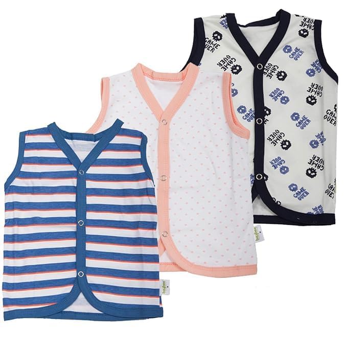 Image of BAYBEE 100% Organic Cotton Muslin Knot Jablas for Baby | Summer Wear Sleeveless Vest Jabala |