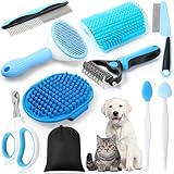 Teenyyou Cats Grooming Kit - 10 Pcs Pet Self Cleaning Kit for Indoor Long Hair Cats Include Brush Bath Brush Needle Comb Toothbrush Nail Clipper Nail Trimmer for Shedding Supplies