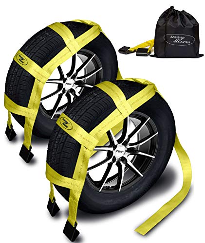 Tow Dolly Straps with Flat Hooks & Carrying Bag (2 Pack) - Essential